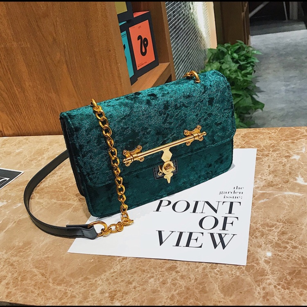 Green Velvet Purse/ Clutch